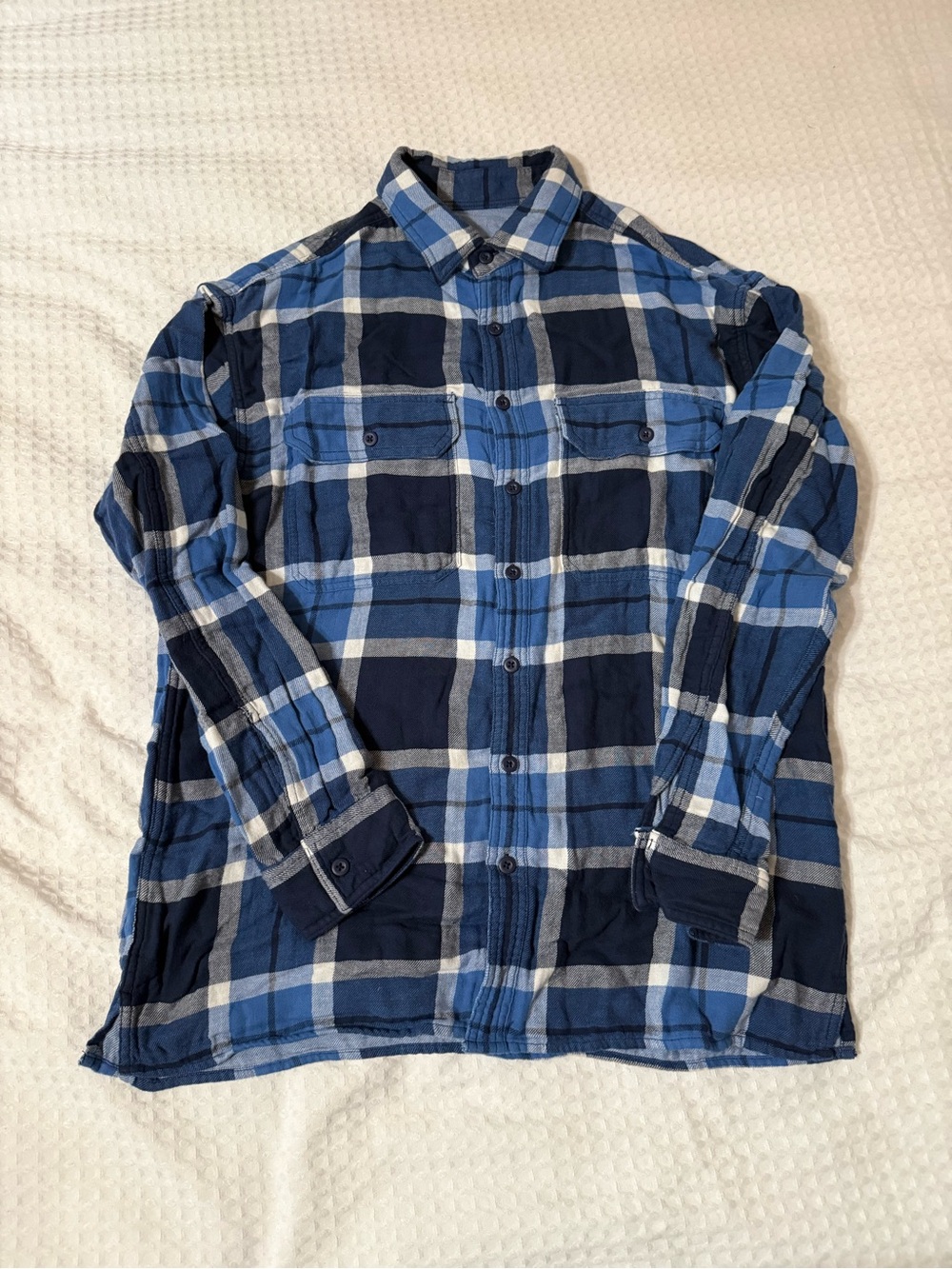 American Eagle Outfitters Men’s Blue Plaid Button-Down Shirt